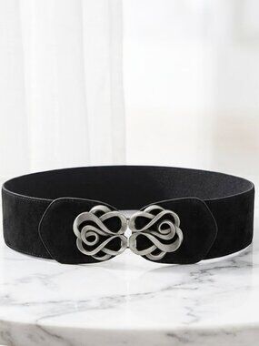 Black Fashionable Ladies Stretch Belt - 25.5 Inch